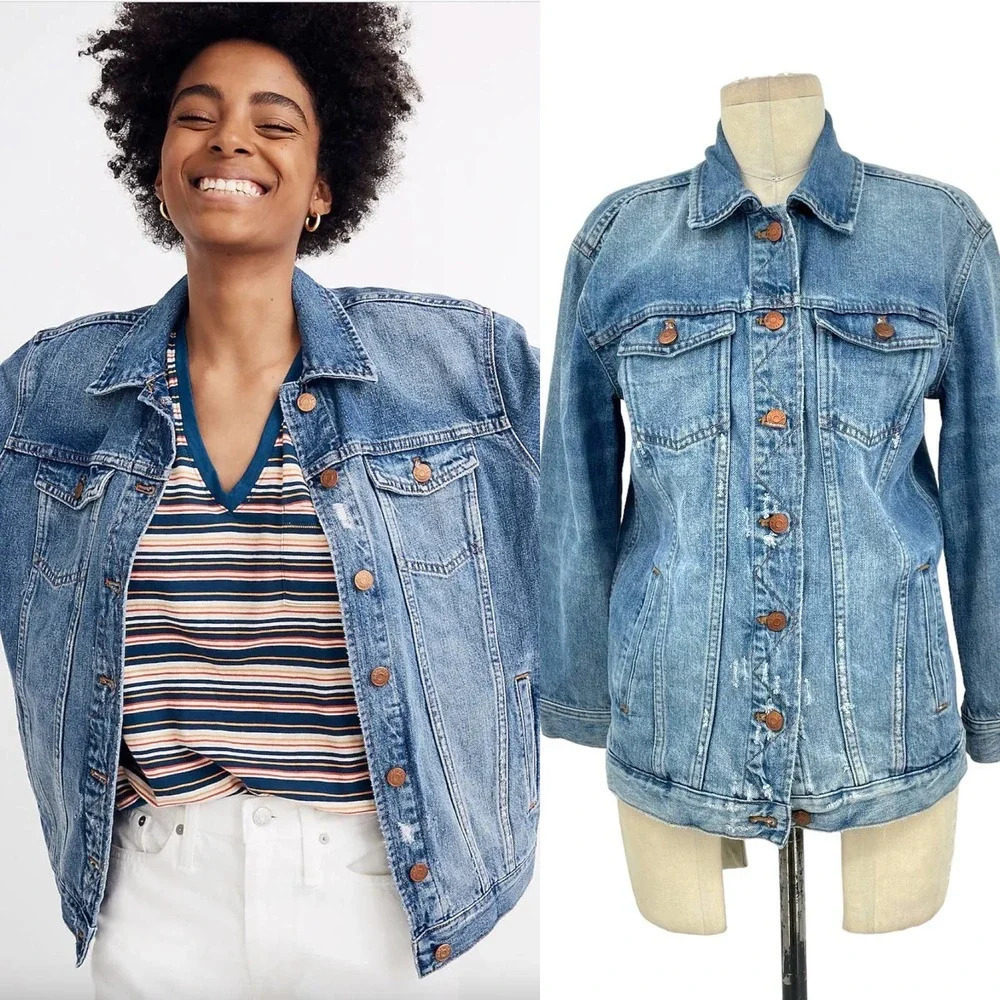 Madewell The Oversized Jean Jacket in‎ Wortham Wash Size Denim XXS